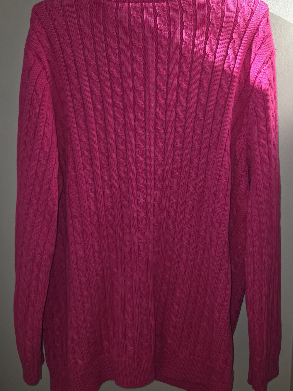 Vintage Ralph Lauren Pink Cable-Knit Zip Sweater Full Zip With Crest 2X - Picture 8 of 8
